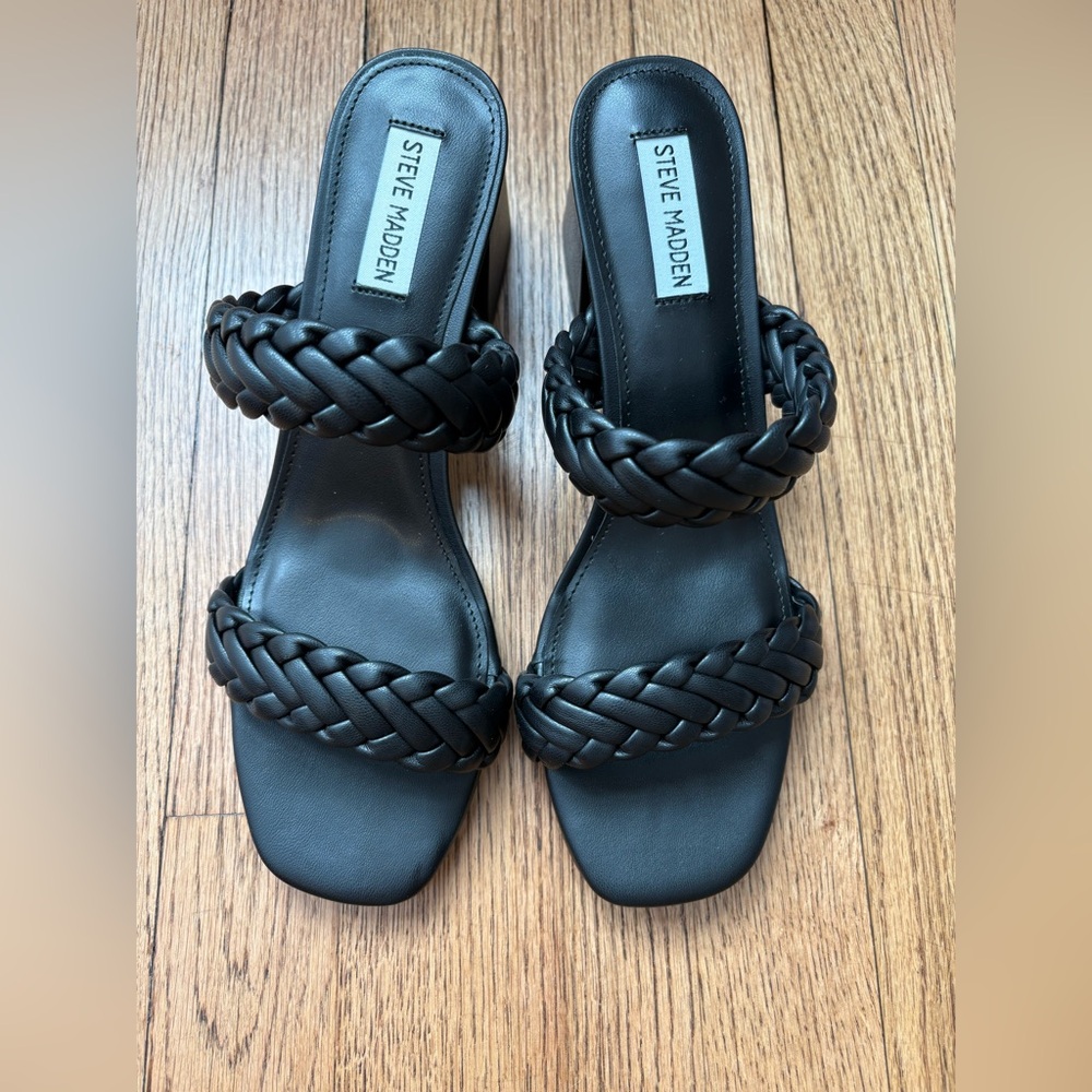 Steve Madden Black Braided Strap Heels